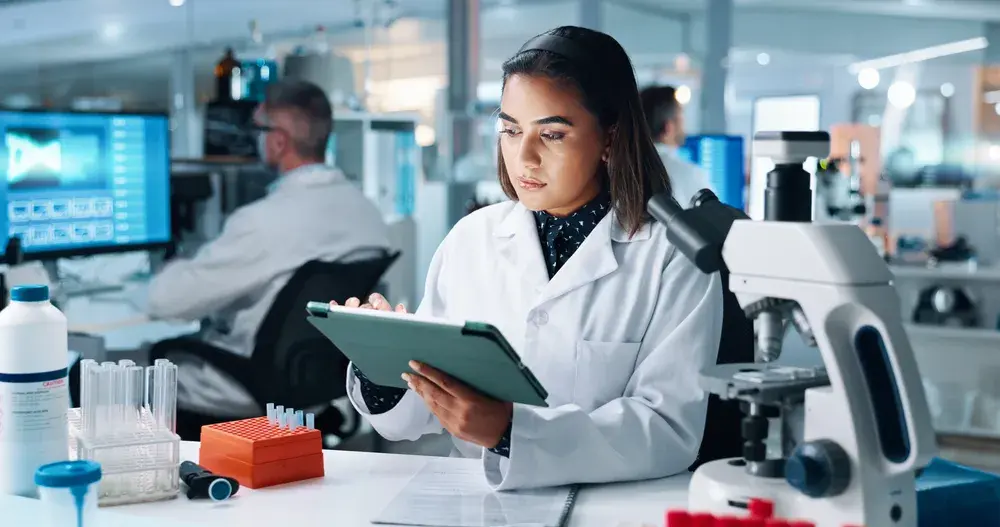A team using Mastermind on a tablet in a workplace setting